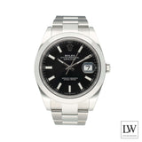 Rolex Datejust 126300 zwart Oysterband met zwarte wijzerplaat, automatisch waterdicht stalen horloge