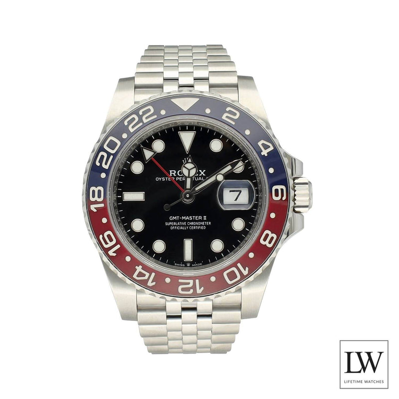 Rolex GMT-Master II 126710BLRO stalen horloge met Pepsi bezel en Jubilee band.