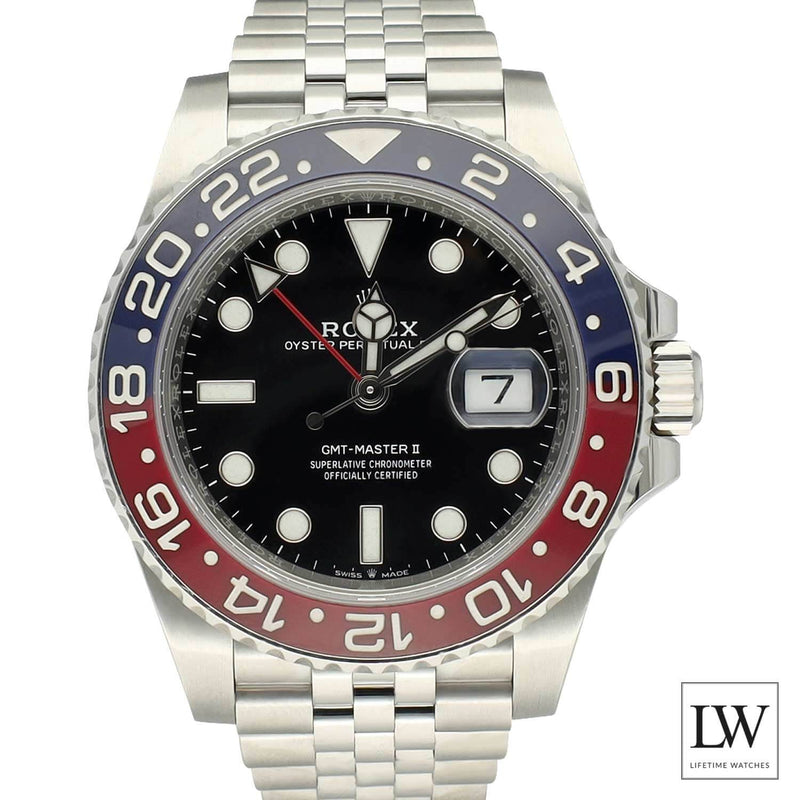 Rolex GMT-Master II 126710BLRO stalen horloge met Pepsi bezel en Jubilee band