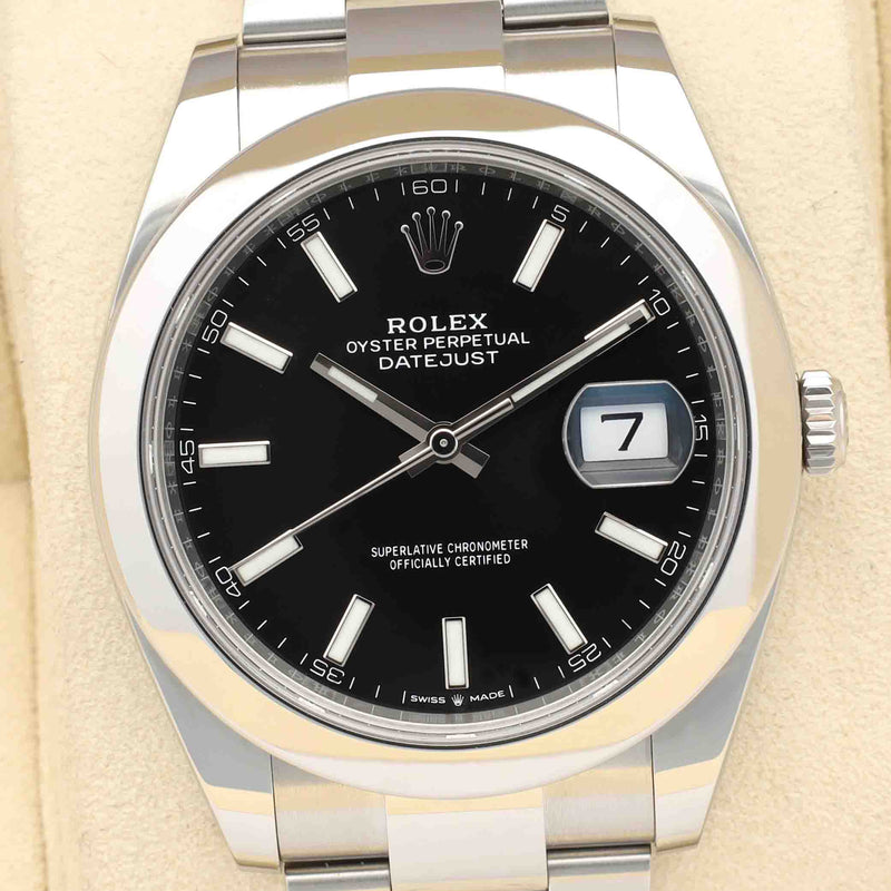 Rolex Datejust 126300 zwart Oysterband zwart wijzerplaat chronograaf horloge met datum venster