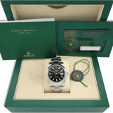 Rolex Datejust 126300 zwart Oysterband in originele groene doos met zwarte wijzerplaat en accessoires